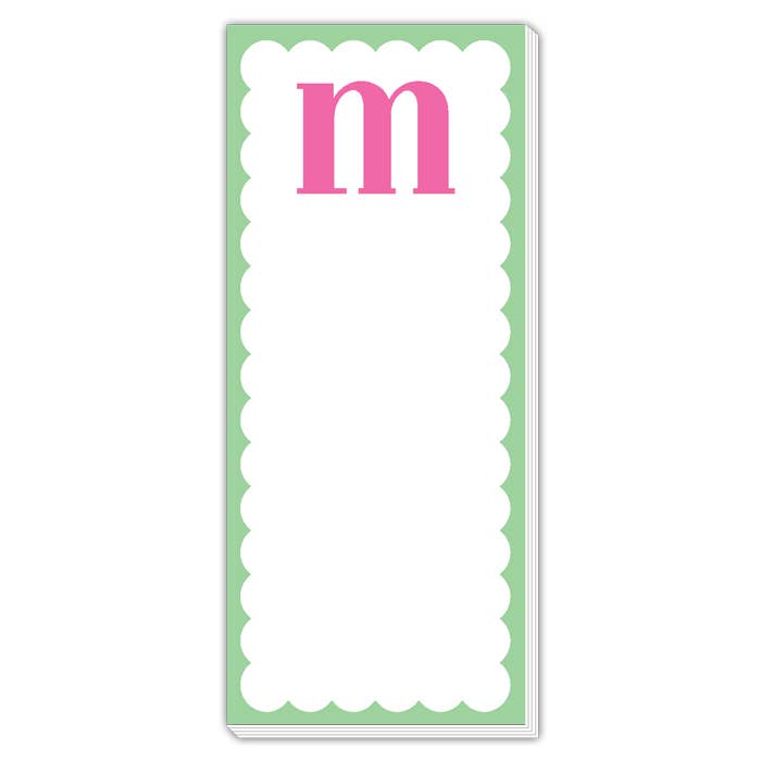 Scallop Monogram Pink And Green M Skinny Notepad