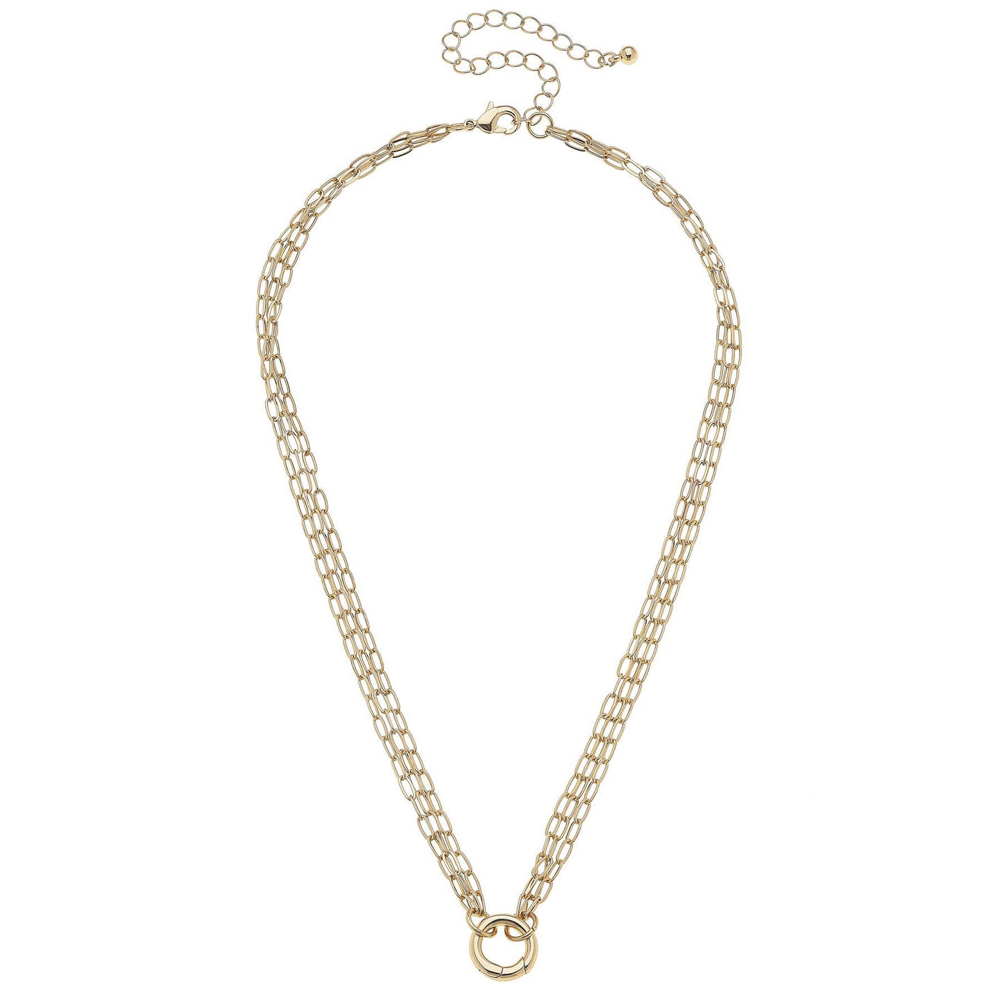 Celia 3-Row Dainty Charm Necklace Base in Shiny Gold