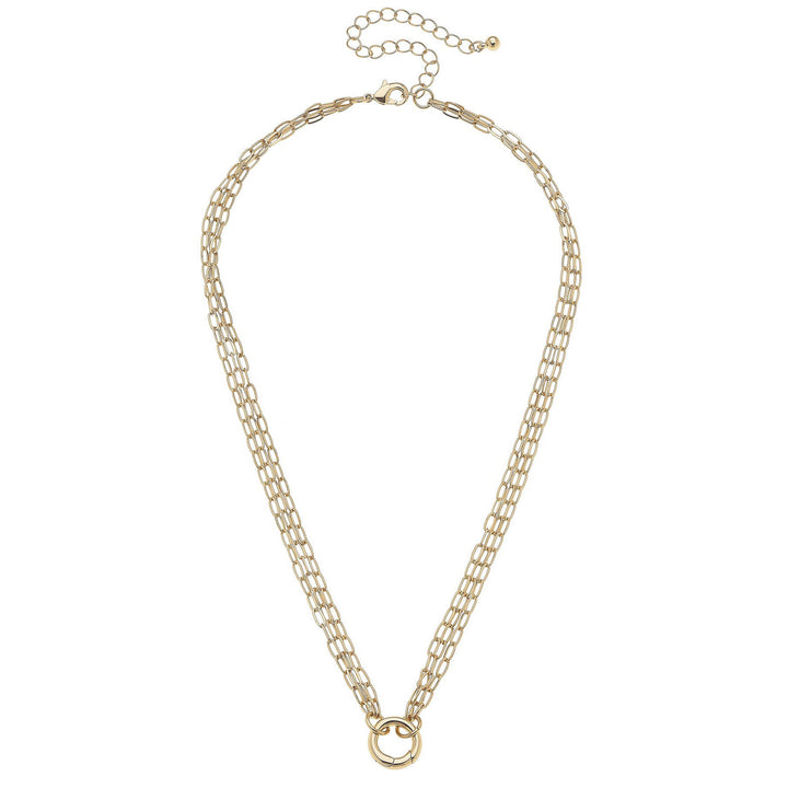 Celia 3-Row Dainty Charm Necklace Base in Shiny Gold
