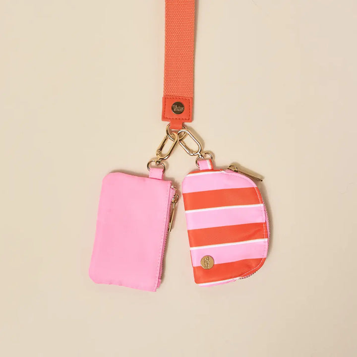Dynamic Duo Pouch Wristlet–Sicily Stripes Pink