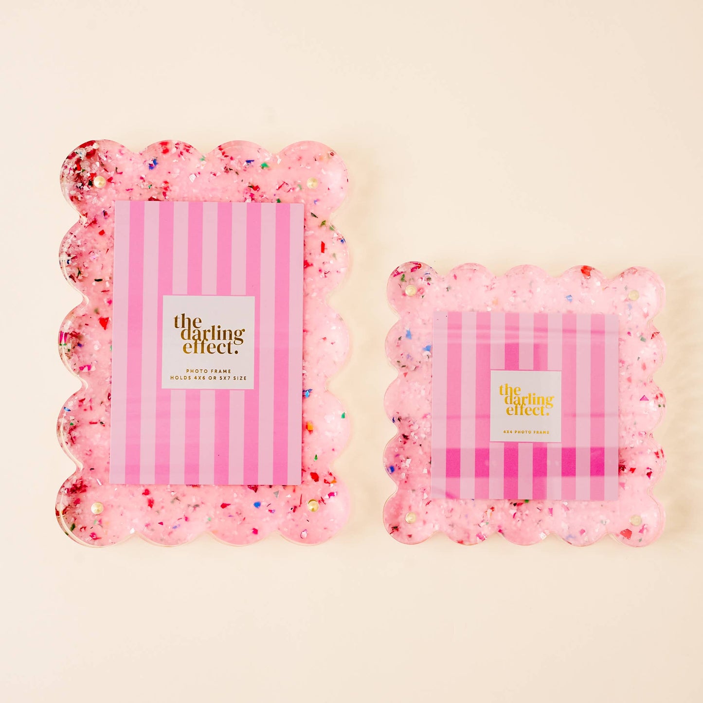 Rectangle Scalloped Acrylic Frame - Confetti Pink