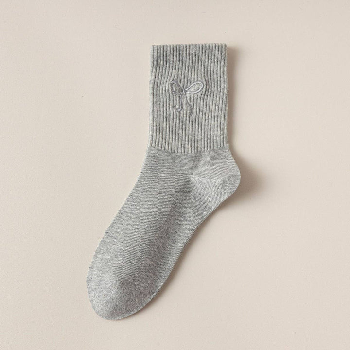 Women's Embroidered Bow Crew Socks