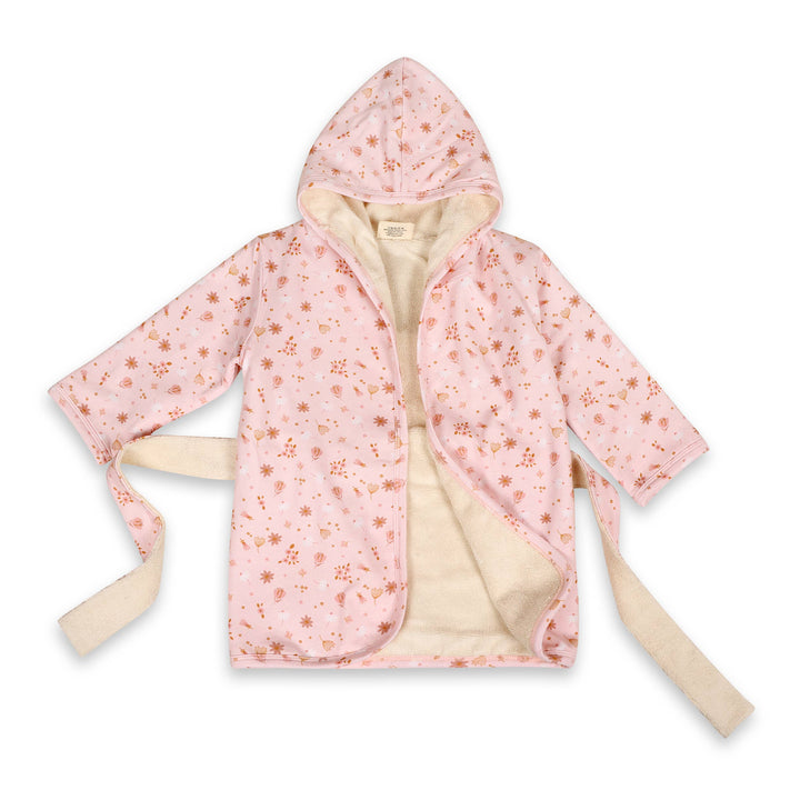 Pink Floral Baby Hooded Bathrobe (Organic Jersey)