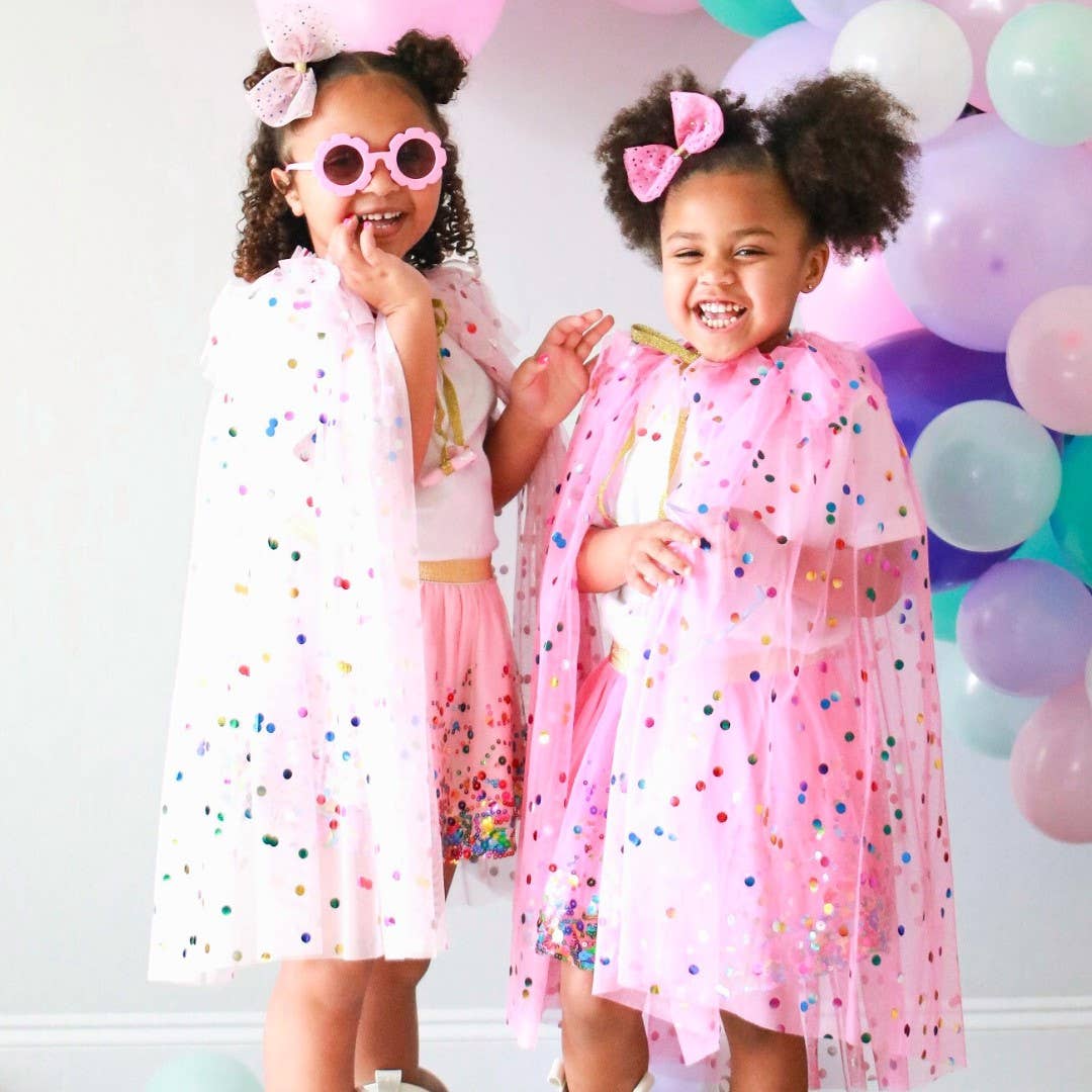 Pink Confetti Cape - Kids Dress Up Cape