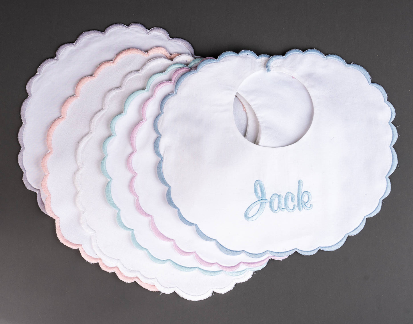 Personalized Scallop Baby Bibs