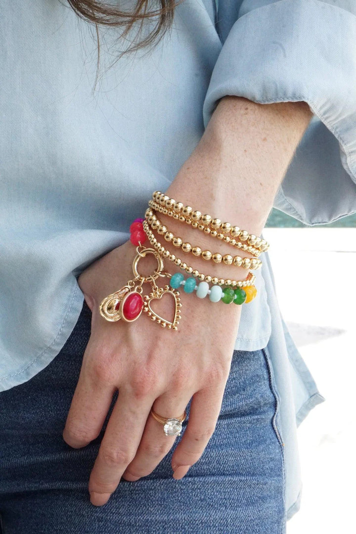 Lucy Gemstone Beaded Charm Bracelet Base in Rainbow Multi