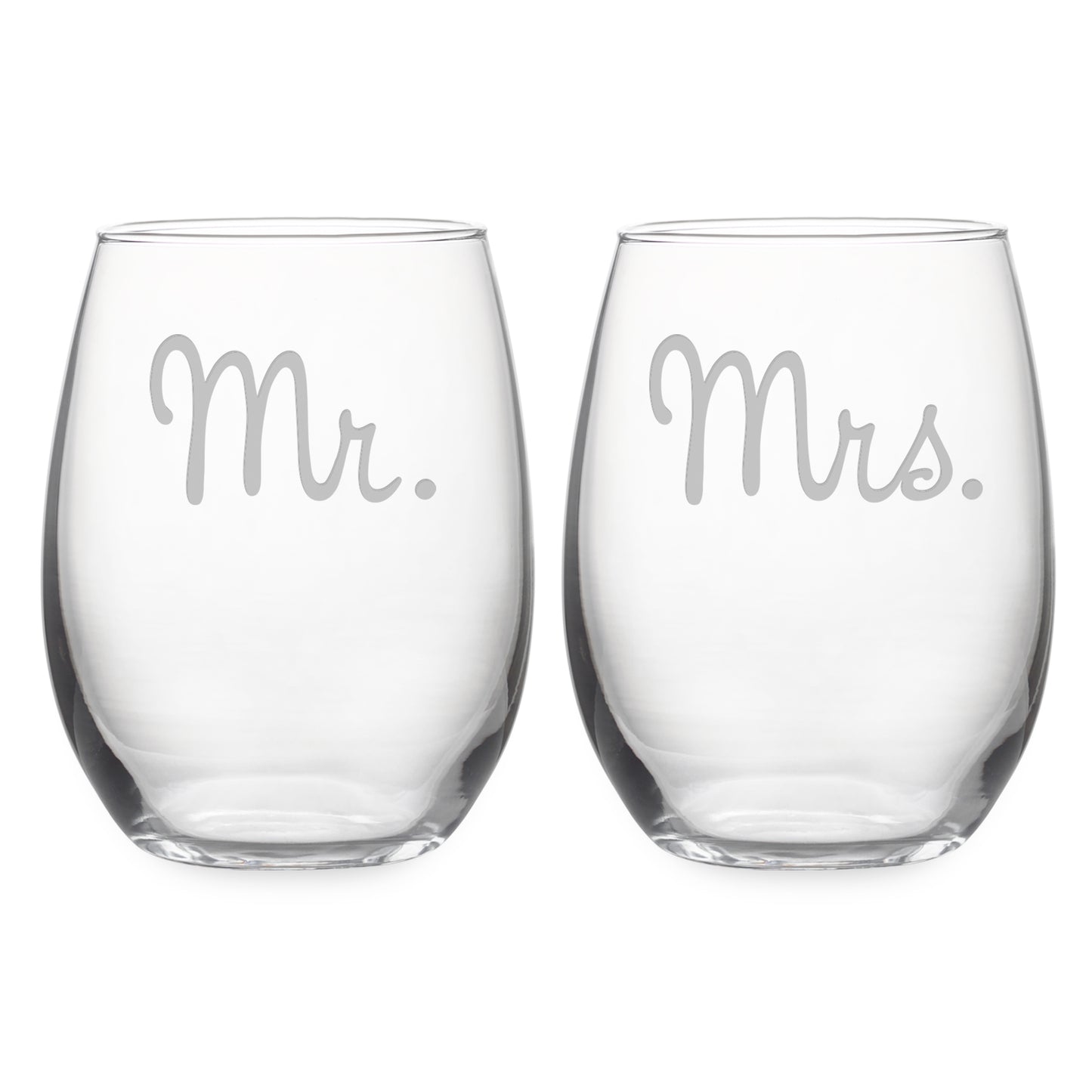 Mr & Mrs Stemless Wine Glass Set