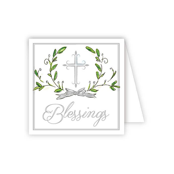 Blessings Pewter Cross with Laurel Enclosure Card