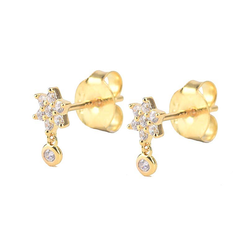 CZ Flower Dangling Studs