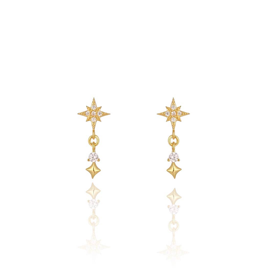 CZ Dangling Starburst Stud Earrings
