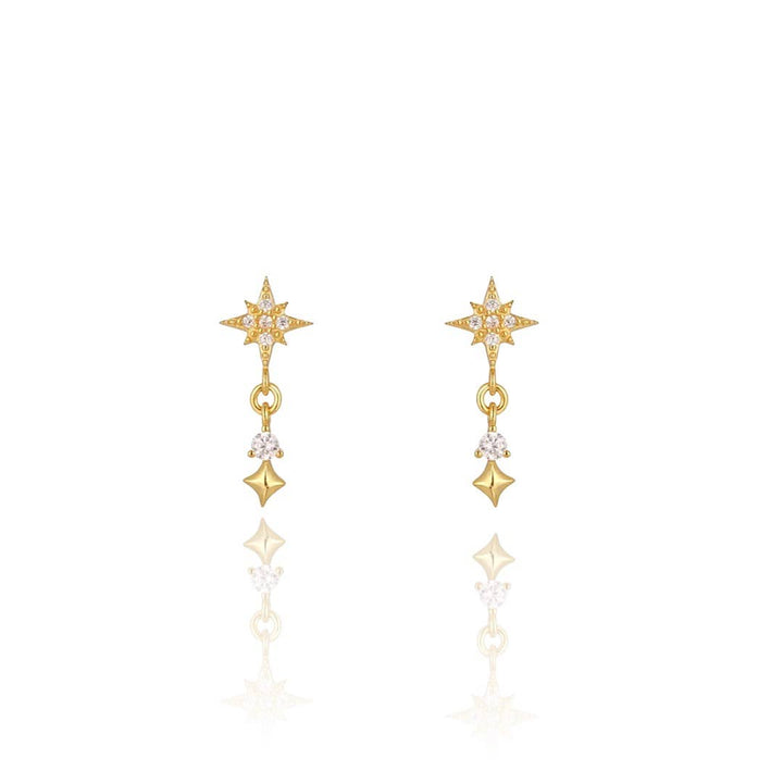 CZ Dangling Starburst Stud Earrings