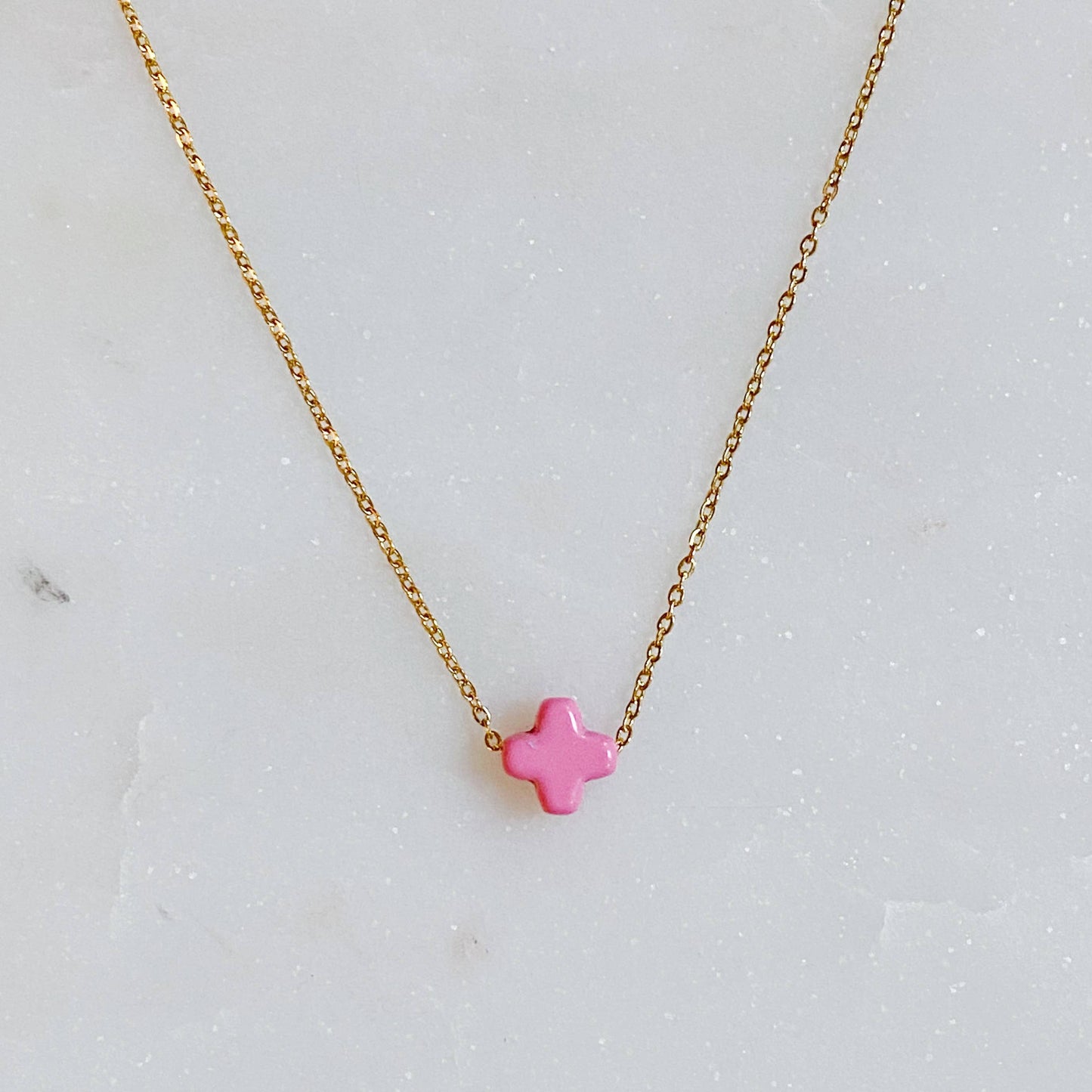 So Very Blessed Cross Necklace - Pink
