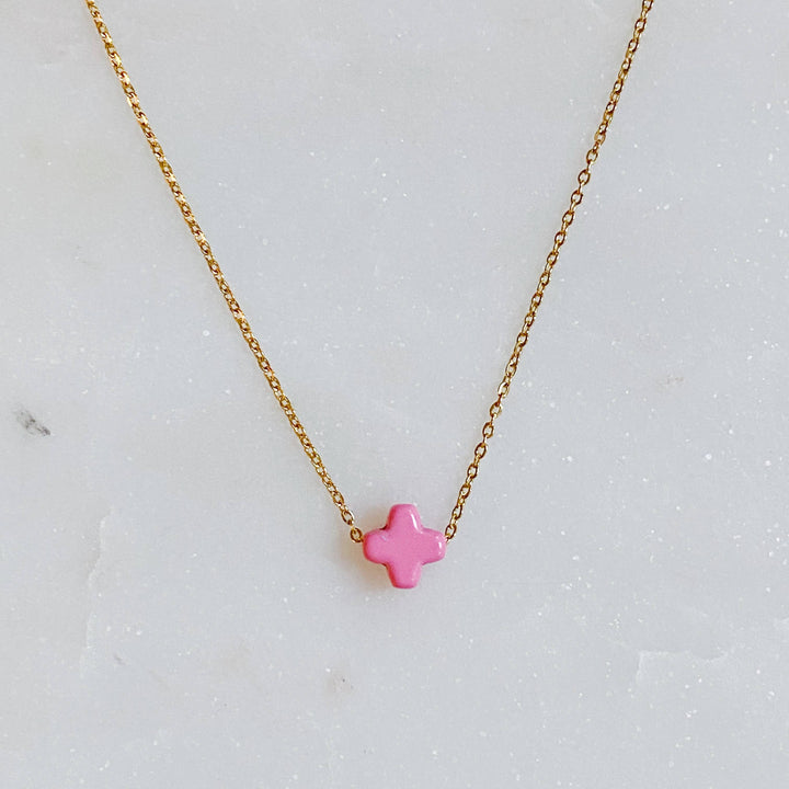 So Very Blessed Cross Necklace - Pink
