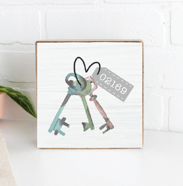 Personalized Zip Code Keys Decorative Wooden Block