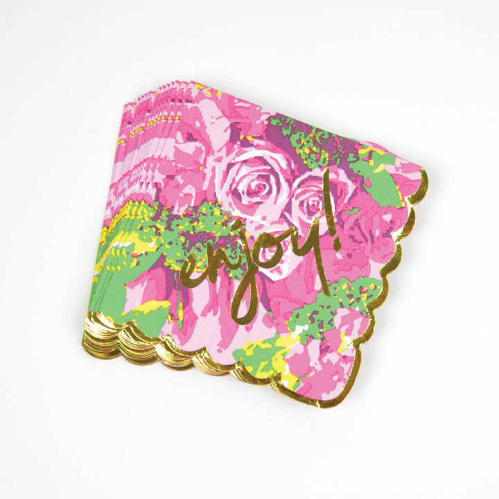 Rose Garden Paper Beverage Napkin Packs