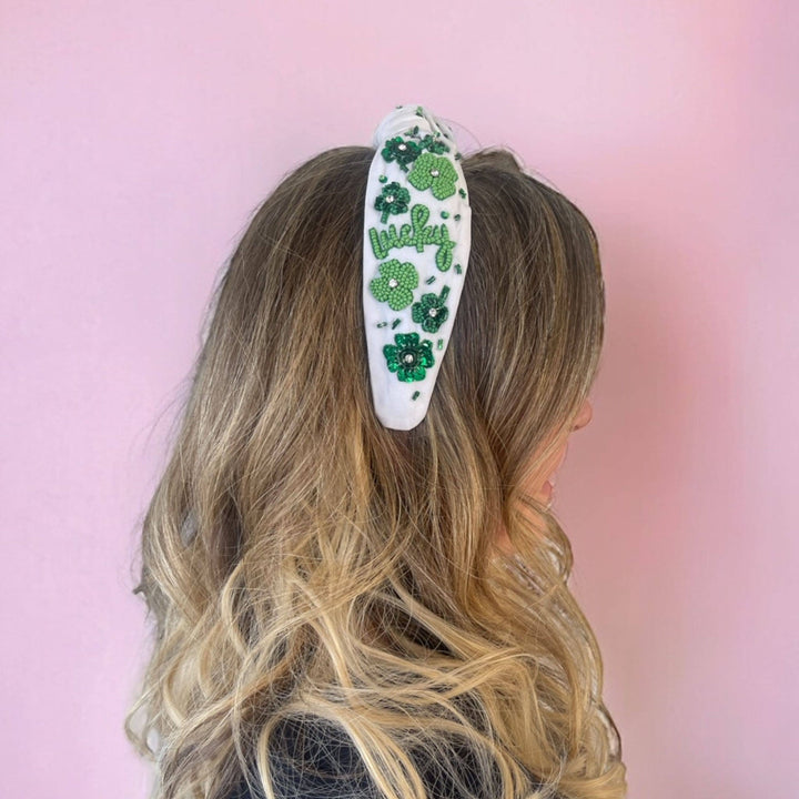 St. Patricks Day Headband, Holiday Headbands, Beaded