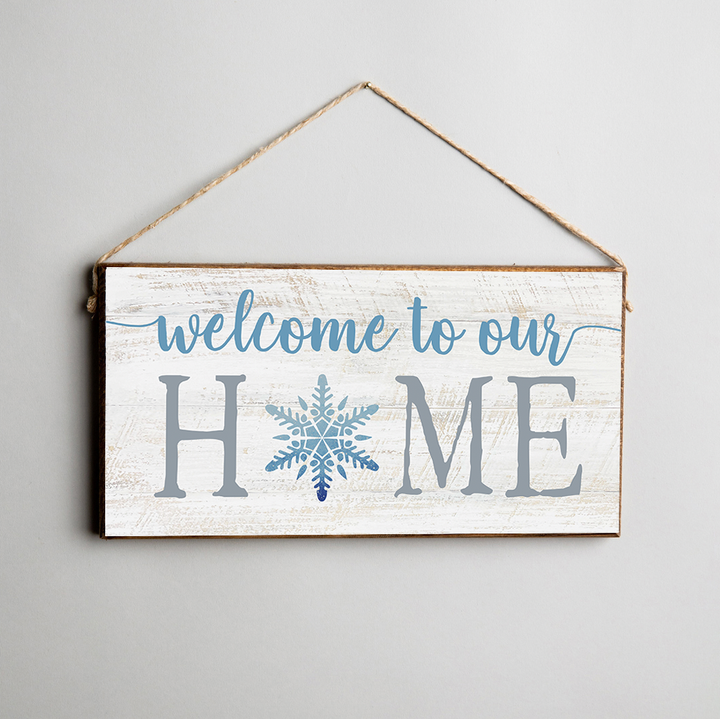 Welcome To Our Home Snowflake Twine Hanging Sign