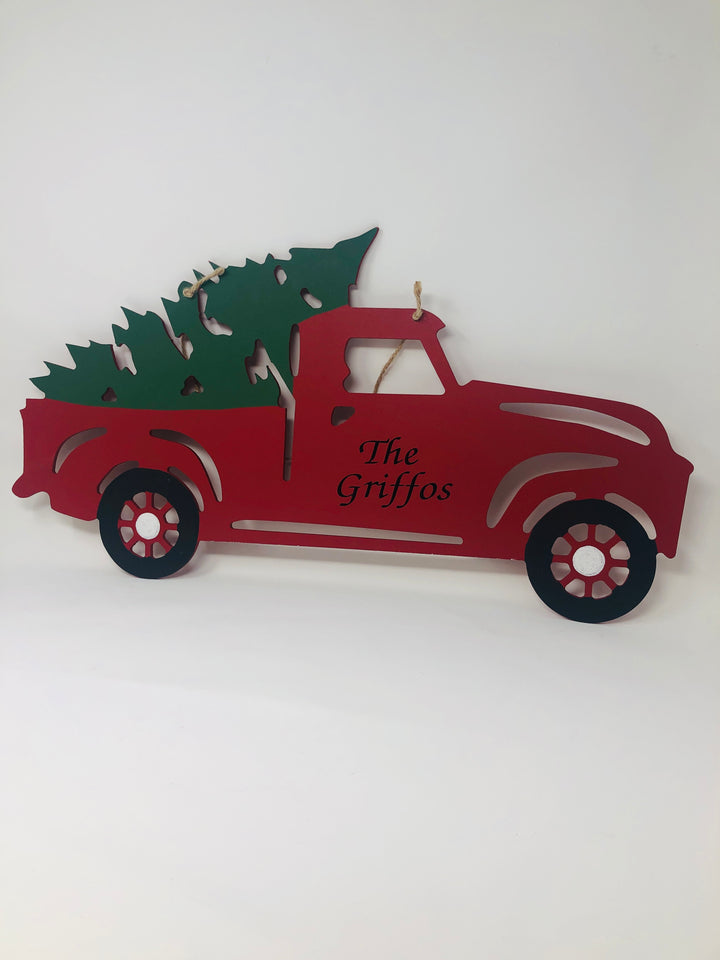 Solid Vintage Truck Door Hanger-Personalized