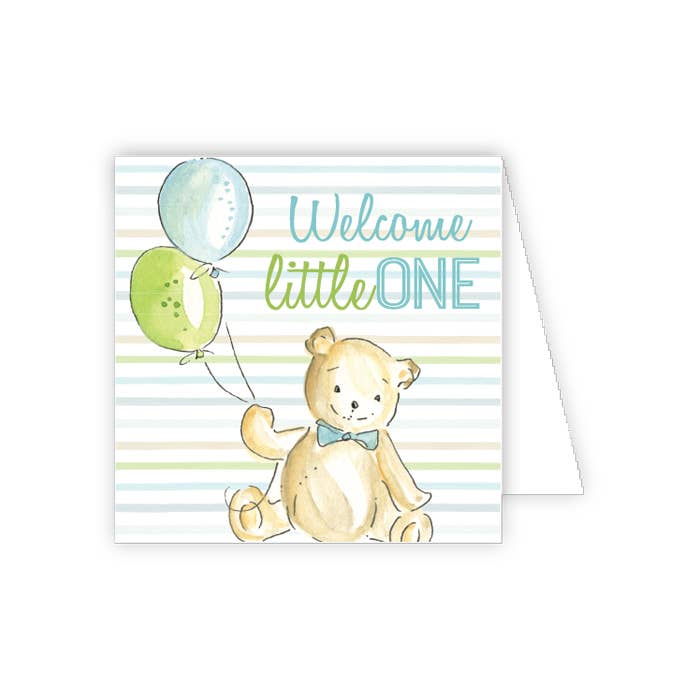 Teddy Bear with Blue Bow Enclosure Card