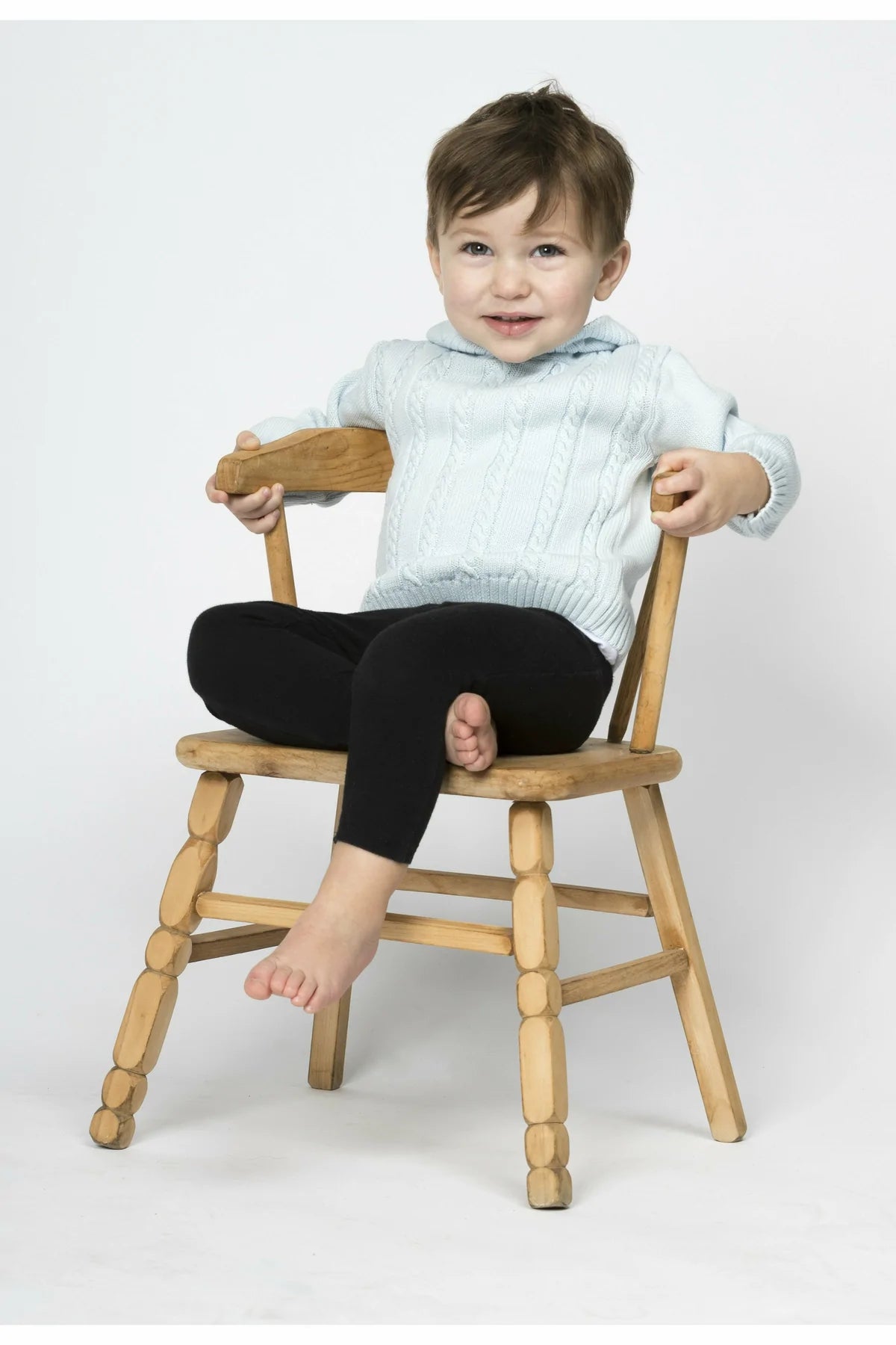 Light Blue Cable Zip Back Sweater