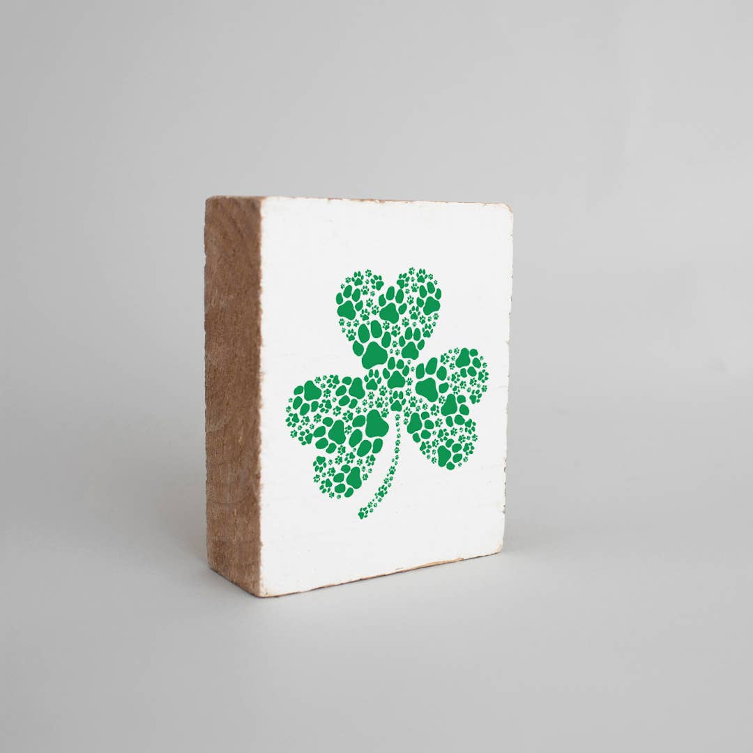 Heart Shamrock Decorative Wooden Block