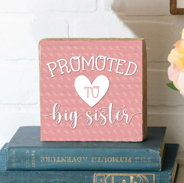 Promoted To Big Sister Decorative Wooden Block