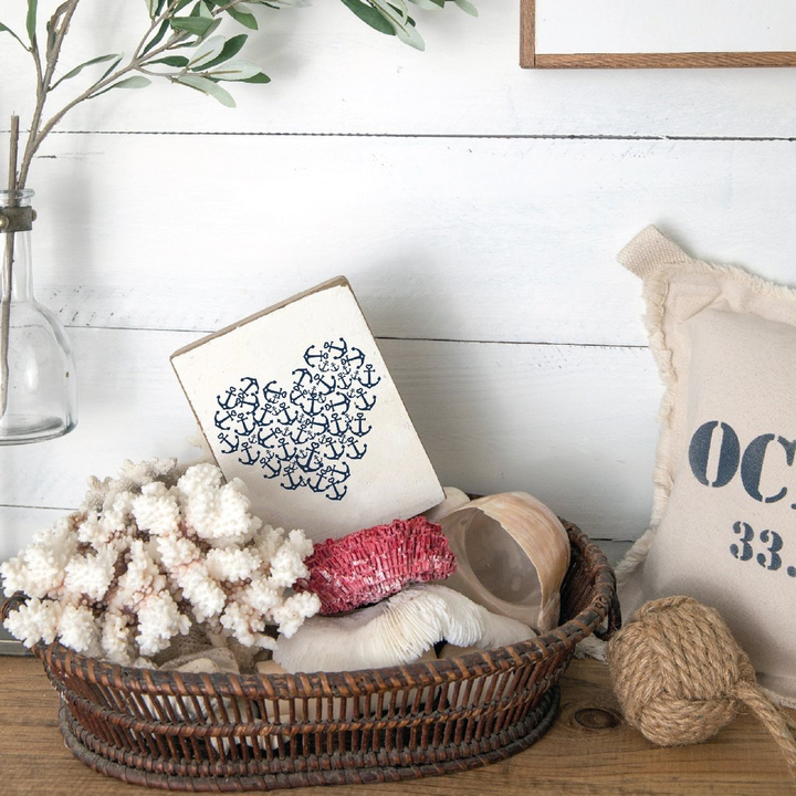 Rustic Block- Anchor Heart