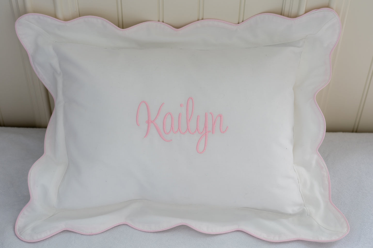 Personalized Scallop Edge Pillow