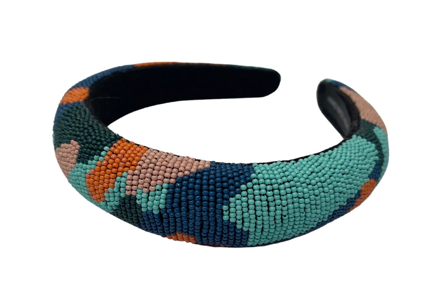 Turquoise and Orange Beaded Headband