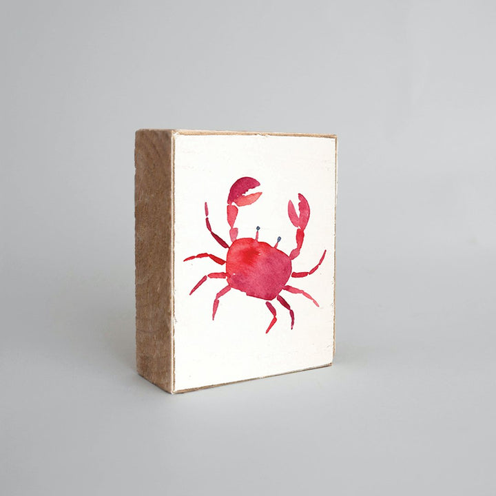 Watercolor Crab Decorative Wooden Block