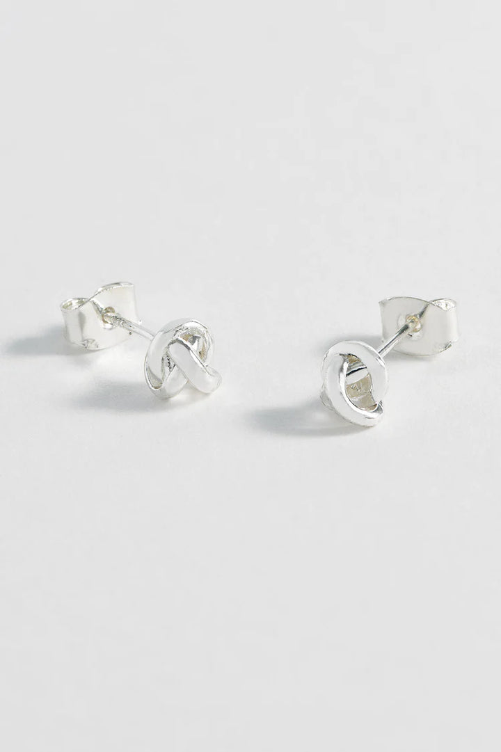 Knot Stud Earrings - Silver Plated