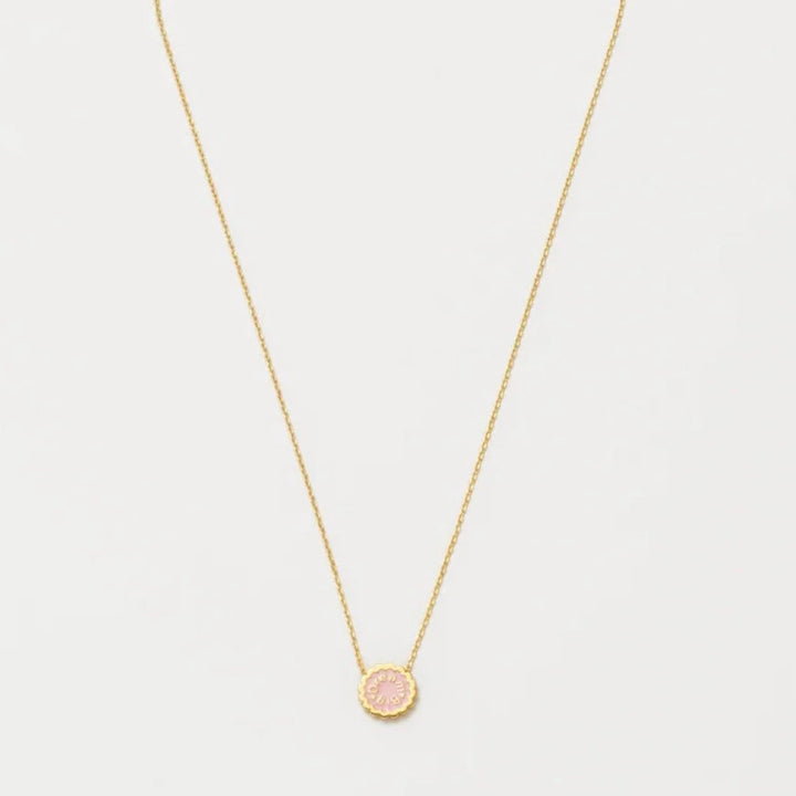 Dream Big Pink Enamel Pendant - Gold