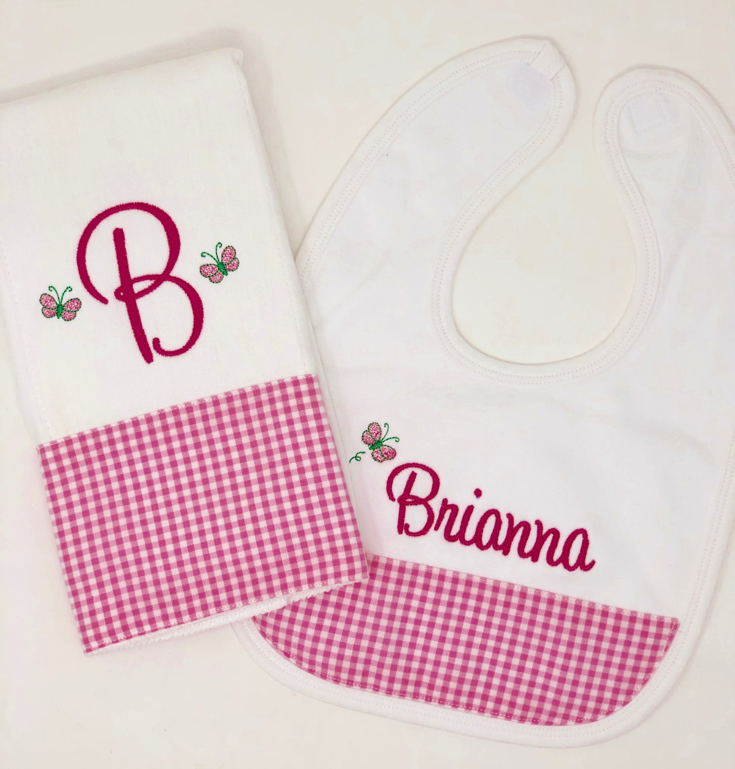 Personalized  Bib and Burp Cloth Set