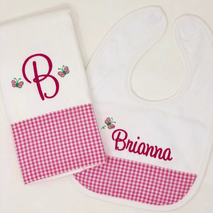 Personalized  Bib and Burp Cloth Set