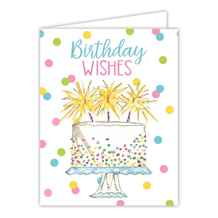 Birthday Wishes White Cake With Sparklers Greeting Card
