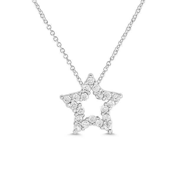 Open Star CZ Necklace In Sterling Silver
