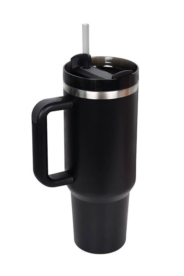 Sleek Matte Black Stanley Quencher Tumbler - 40 oz