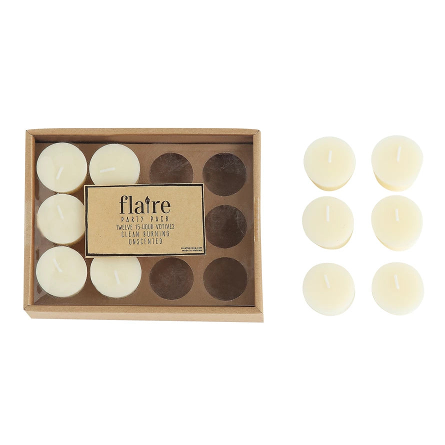 Unscented Votive Candles in Box, Set of 12