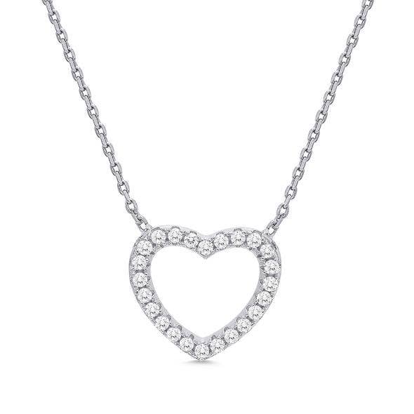 Open Heart CZ Necklace In Sterling Silver