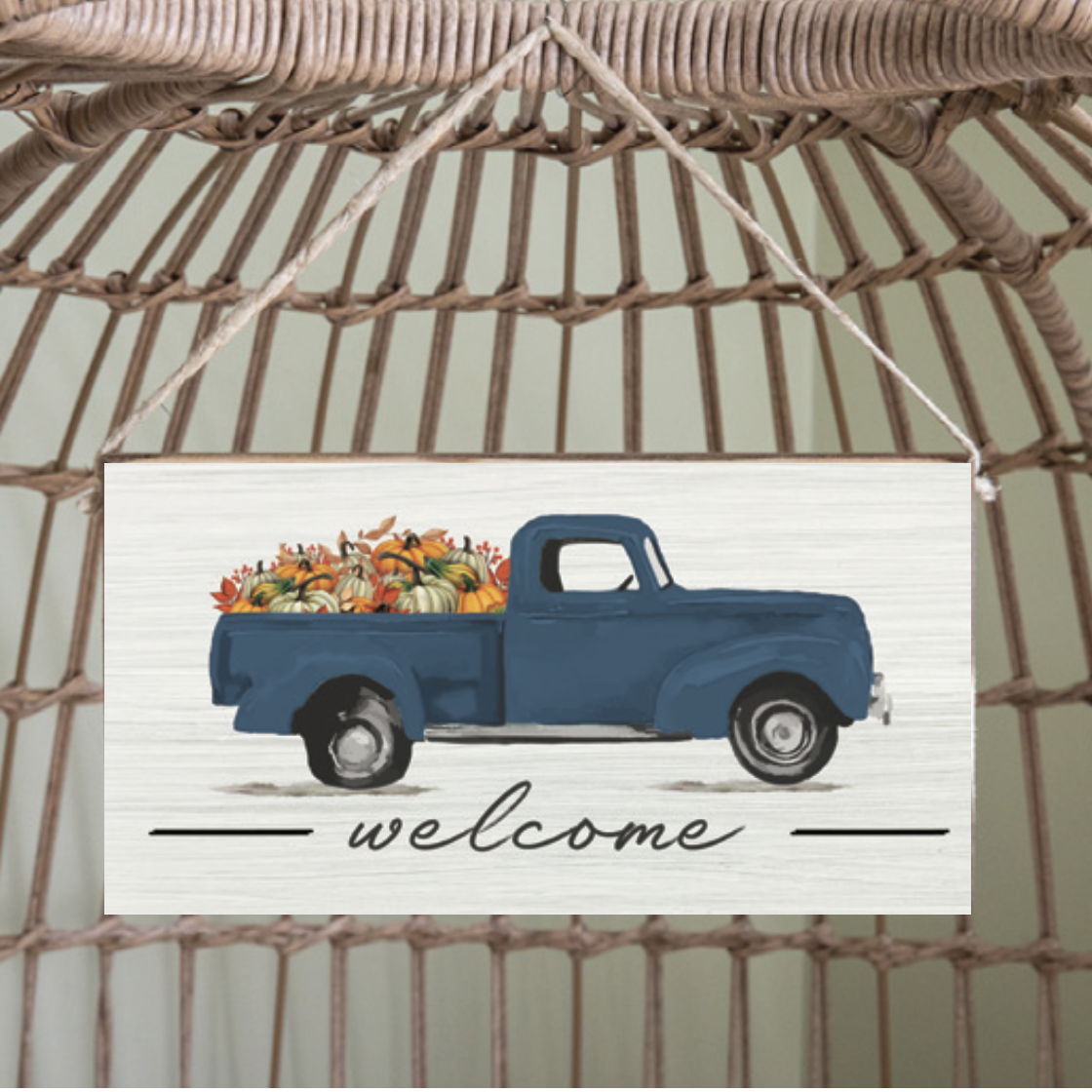 Fall Truck Twine Hanging Sign
