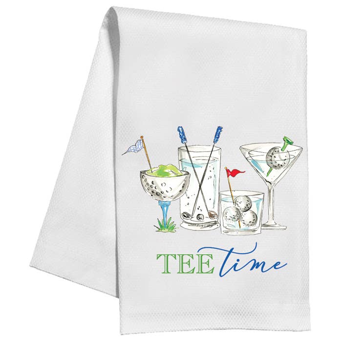 Tee Time Golf Cocktails Kitchen Towel