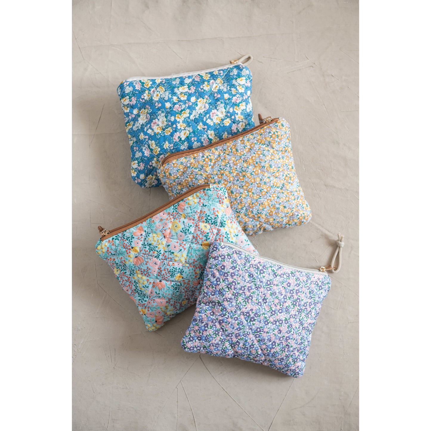 Quilted Floral Chintz Zip Pouch