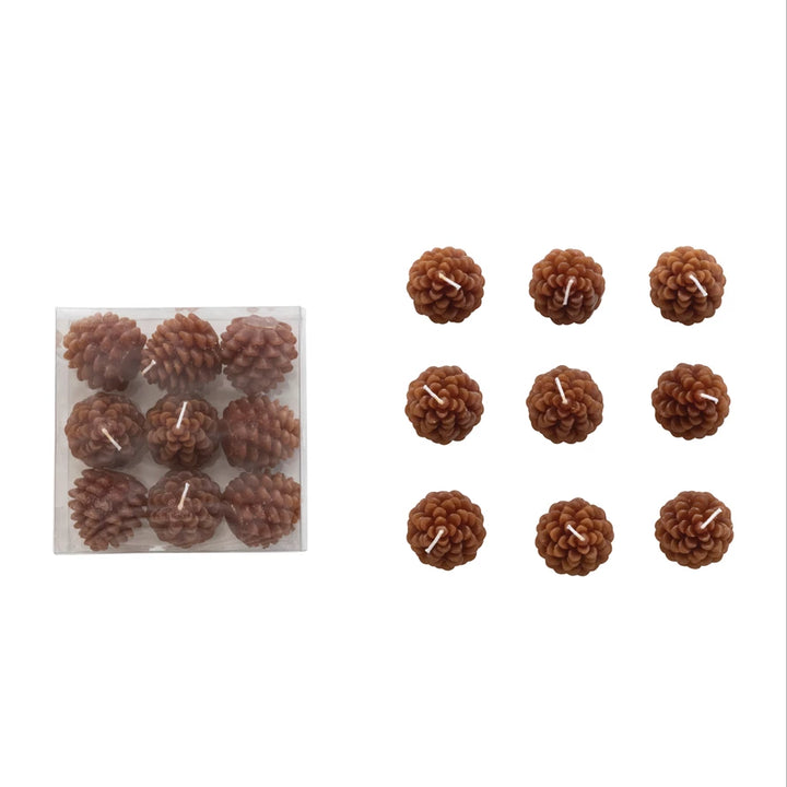 Unscented Pinecone Shaped Tealights, set of 9