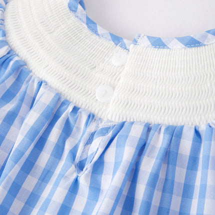4th of july Flag Embroidery Smocking Girls Romper