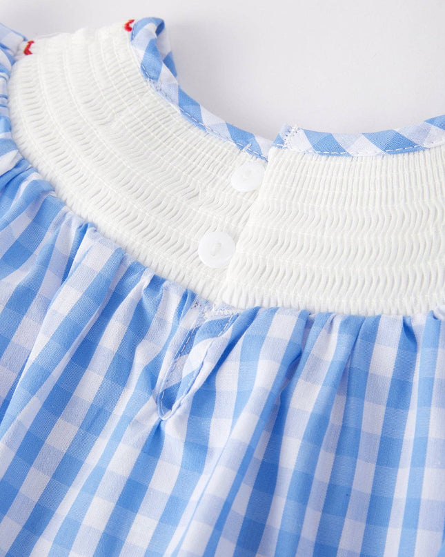 4th of july Flag Embroidery Smocking Girls Romper