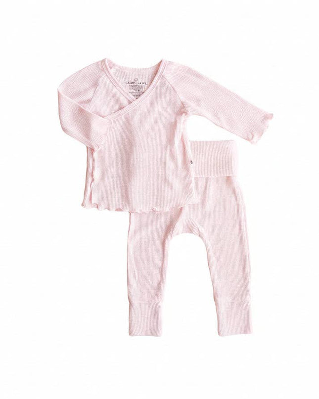 2pc Waffle Crossover Top & Bottom | Pearl Pink