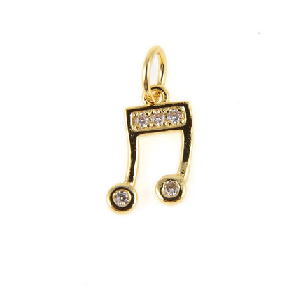 Gold Filled Music Note Charm Pendant CZ Micro Pave, CP411