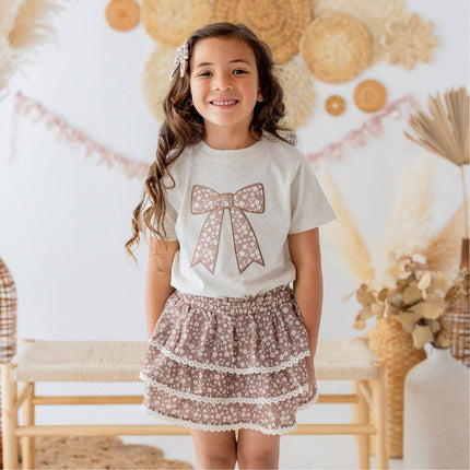 Mocha Floral Skort - Kids Boutique Clothing - Fall