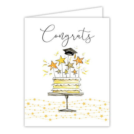 Congrats Cake with Stars and Grad Cap Greeting Card