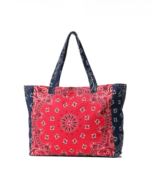 Bandana Print Canvas Tote -Bailey Red/Navy